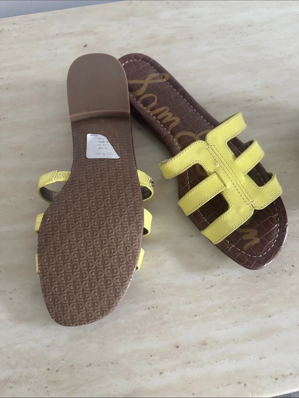 Sam Edelman Yellow Double-Strap Slide Sandals